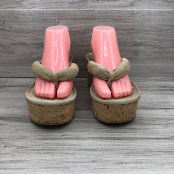 Veronica Beard Pink and Tan Wedge Sandals - Picture 5 of 12